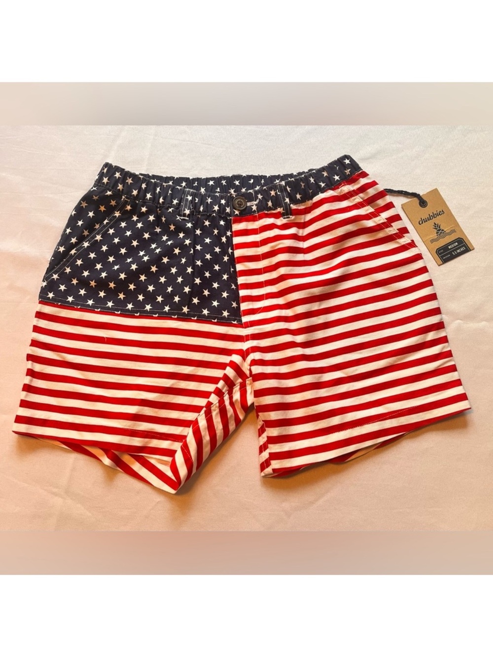 Chubbies American Flag Shorts M Unisex Patriotic July 4th 100% Cotton Preppy